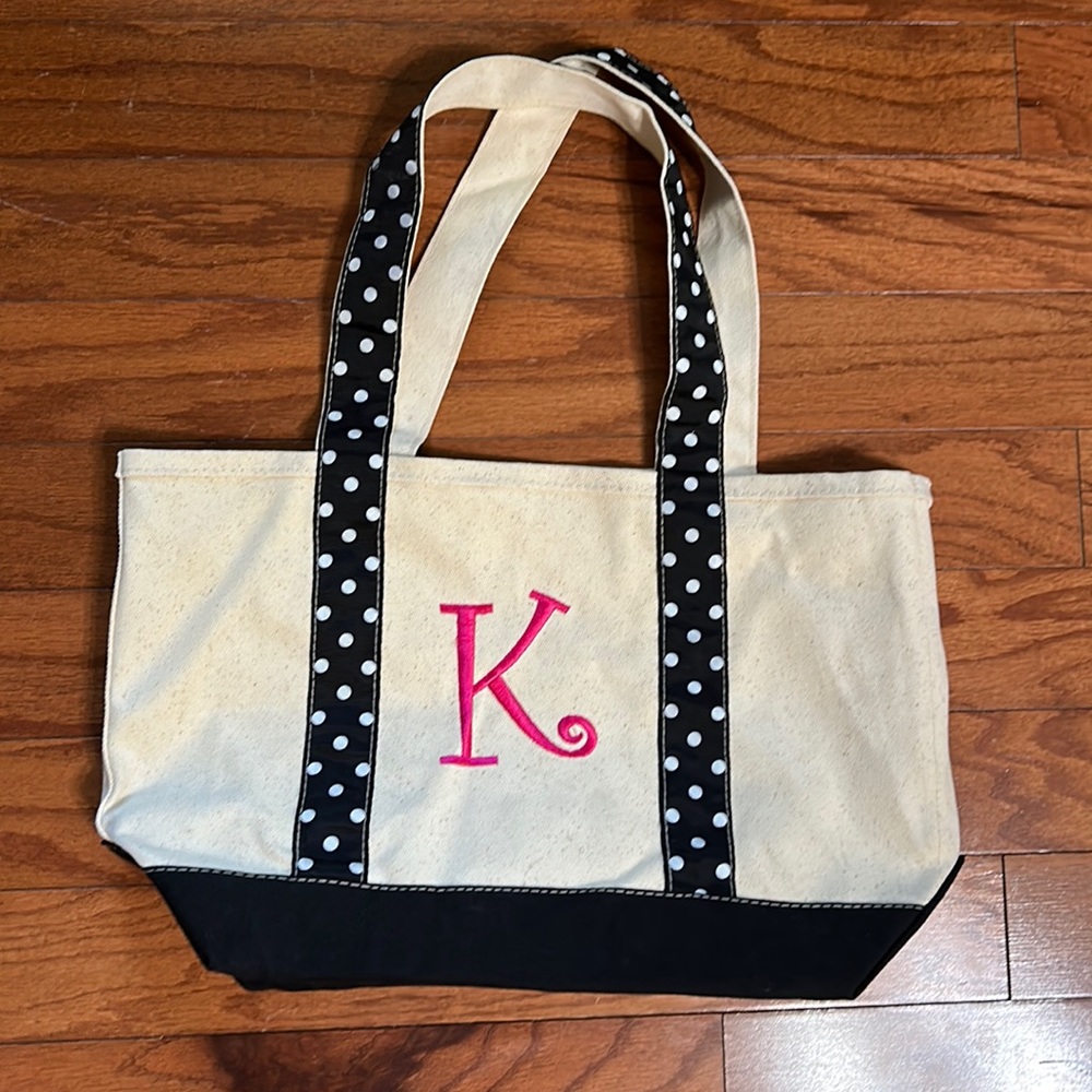Canvas Initial K Tote